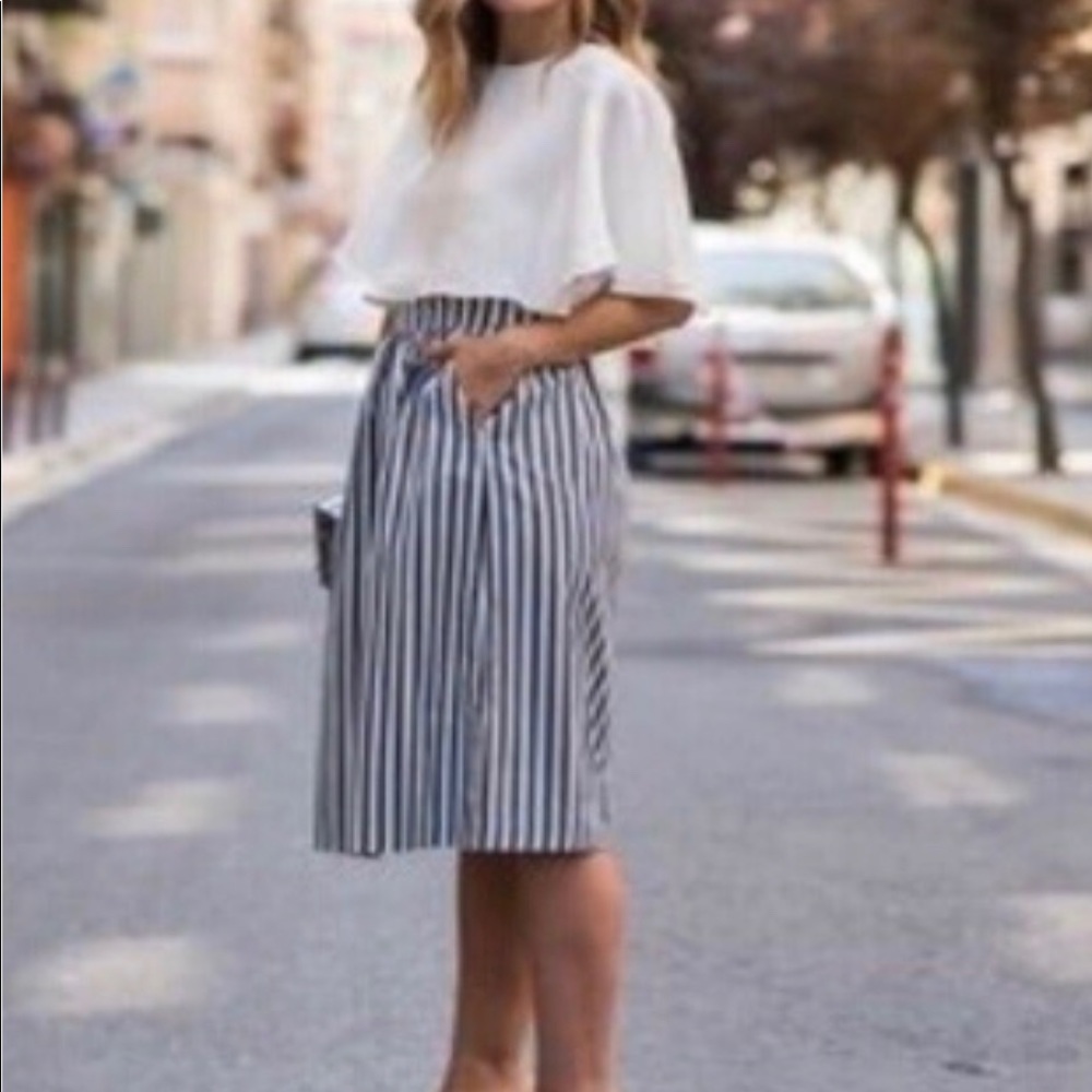 Zara woman striped midi skirt